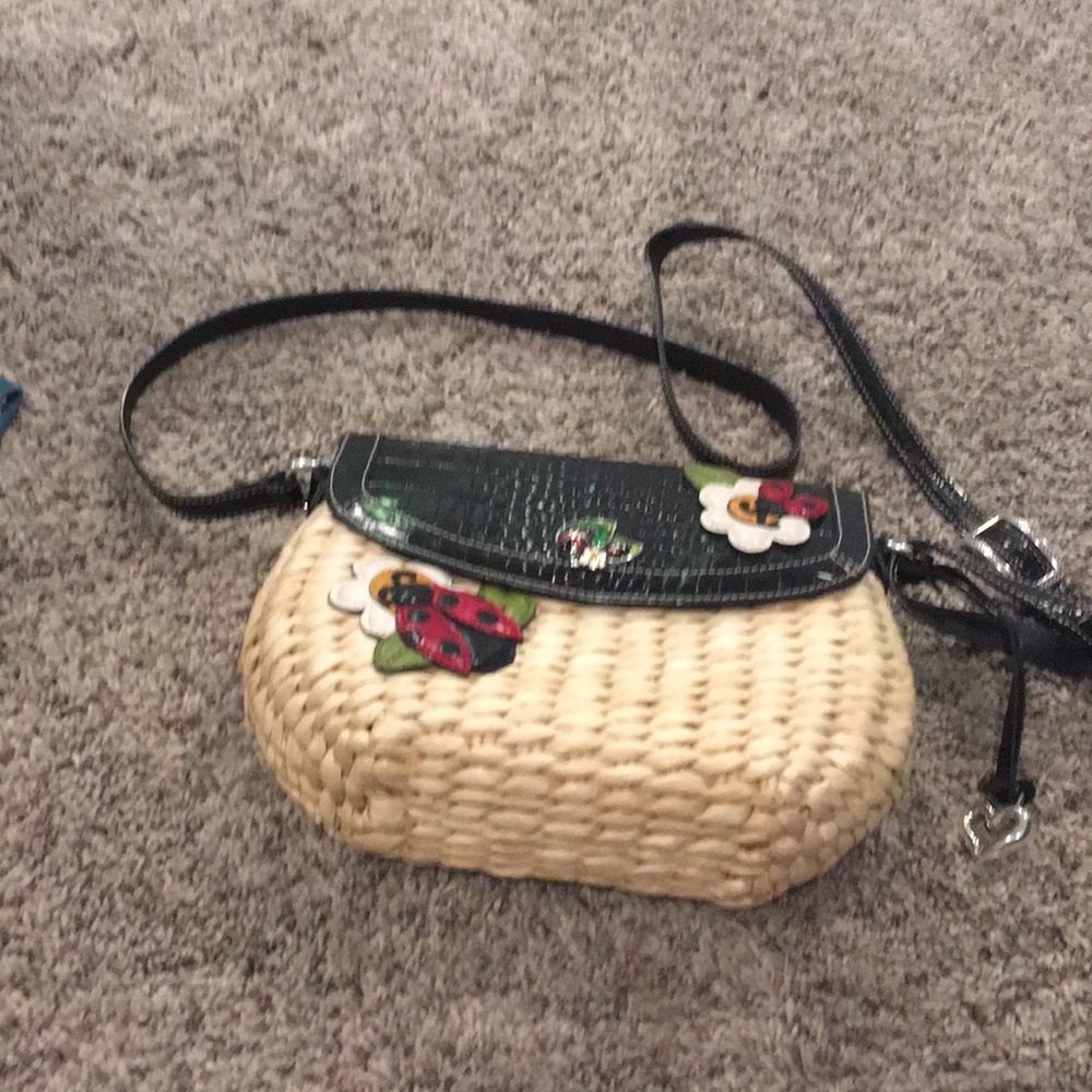 Brighton Straw/Leather Ladybug Crossbody